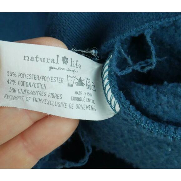 Natural Life Medium Sweatshirt Crewneck Raglan Stripe Crop Boho Hippy Relaxed - Picture 6 of 7